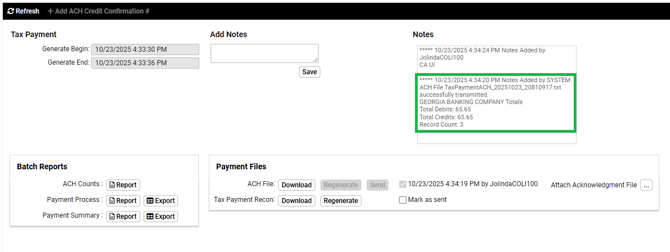 Payment Processing – Georgia Banking File Transmission_Payment History_Transmission Confirmation