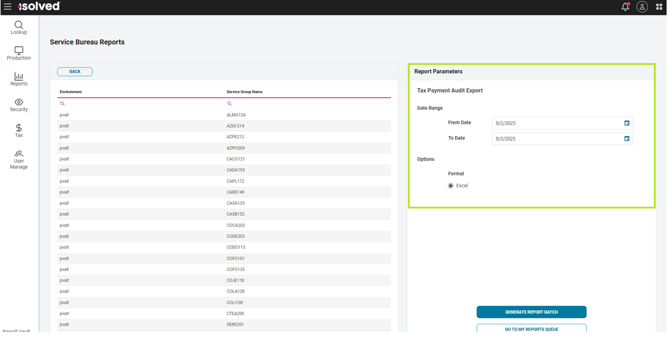 Tax Payment Audit Export - 2